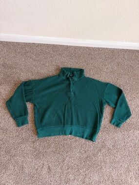 SET Active Green Lounge Waffle-Knit Mock Neck Pullover